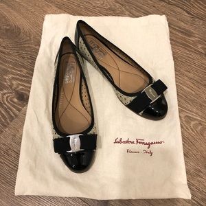 Salvatore Ferragamo Black and Tan Flats